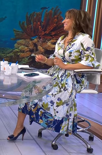 Michelle Miller's blue floral dress on CBS Saturday Morning