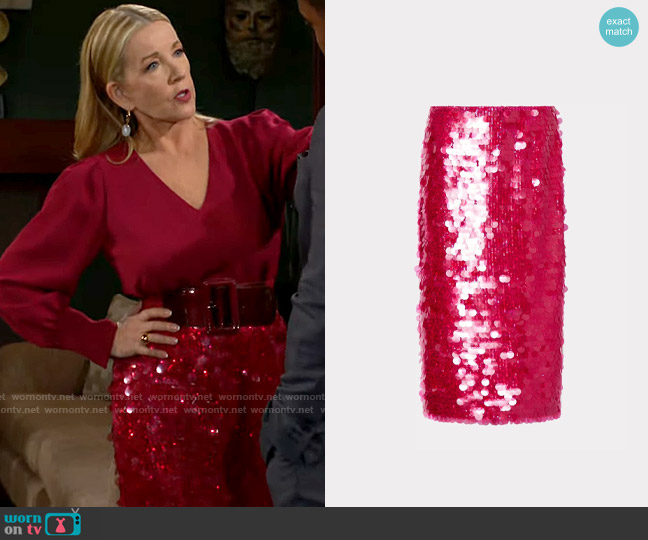 Milly Adley Paillette Skirt worn by Nikki Reed Newman (Melody Thomas-Scott) on The Young and the Restless