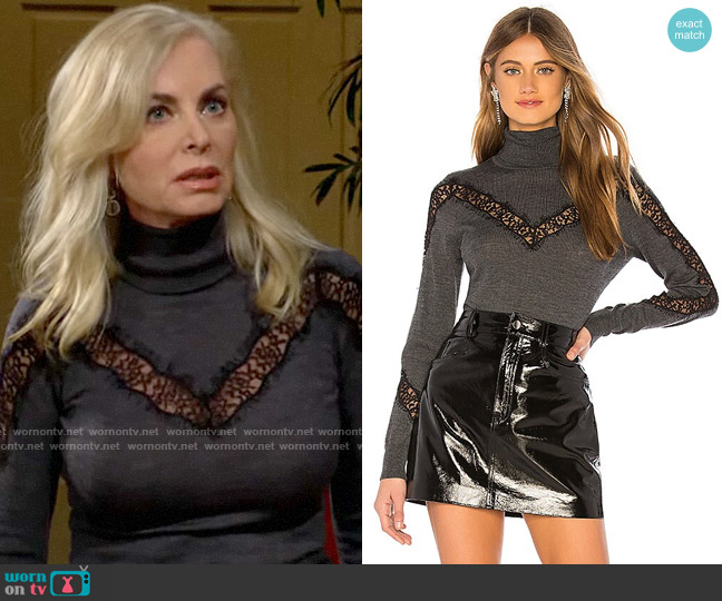 Milly Lace Inset Turtleneck worn by Ashley Abbott (Eileen Davidson) on The Young and the Restless