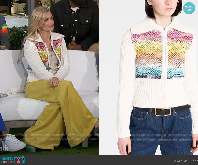 Missoni Zigzag-knit Ribbed Zip-up Cardigan worn by Beth Behr on The Talk