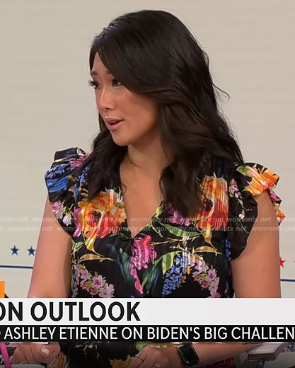 Nancy Chen’s black floral dress on CBS Mornings