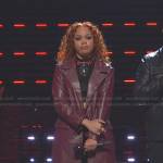 NariYella’s burgundy leather coat on The Voice