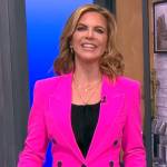 Natalie Morales’s pink blazer with black buttons on CBS Mornings