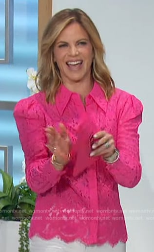 Natalie's pink lace shirt on The Talk