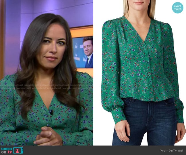 Nicholas Button Front Blouse worn by Kaylee Hartung on Today