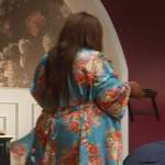 Nicky’s blue floral satin robe on Grand Crew