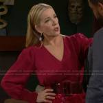 Nikki’s pink v-neck blouse and sequin pencil skirt on The Young and the Restless