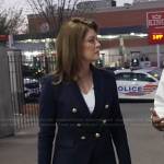 Norah’s navy double blazer with gold buttons on CBS Evening News