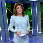 Norah's blue gathered waist dress on CBS Evening News