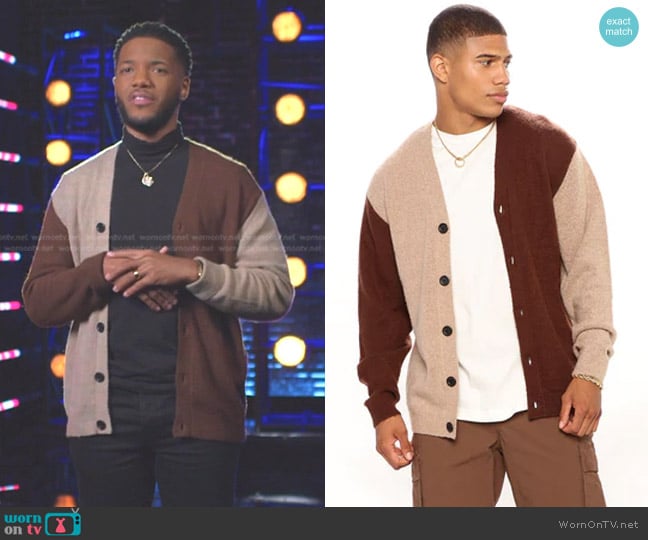 Fashion Nova Men Viscose Cozy Colorblock Cardigan worn by Ray Uriel on The Voice