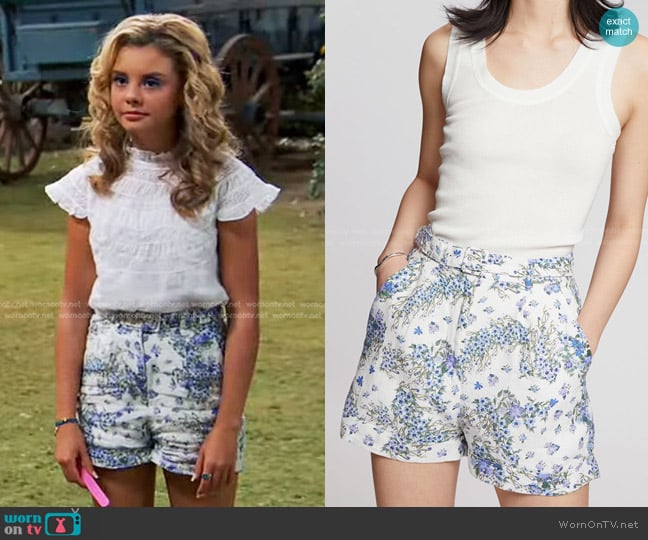 & Other Stories Printed Belted Linen Shorts worn by Destiny Baker (Mallory James Mahoney) on Bunkd