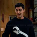 Parker’s black wrench print sweater on Bunkd