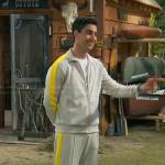 Parker’s grey and yellow side striped track jacket and pants on Bunkd