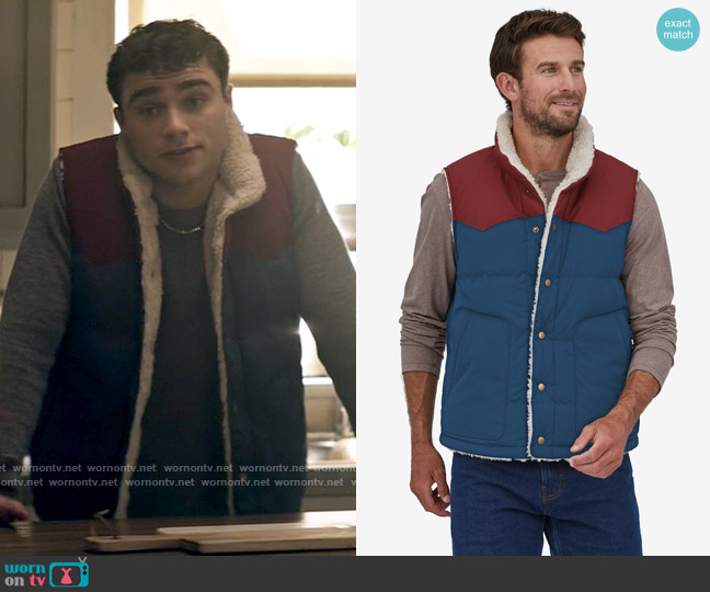 Patagonia Reversible Bivy Down Vest in Tidepool Blue worn by Jonathan Kent (Michael Bishop) on Superman and Lois