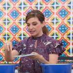 Pati Jinich’s purple printed ruffle top on Good Morning America