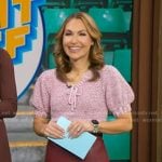 Lori's pink short sleeve sweater and leather skirt on Good Morning America