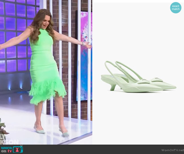 Prada Brushed Leather Slingback Pumps worn by Brooke Shields on The Kelly Clarkson Show