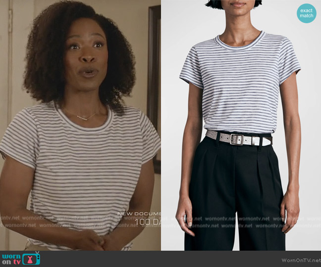 Rag and Bone The Striped Baby Tee worn by Grace James (Karimah Westbrook) on All American