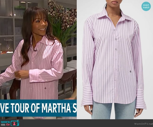 Rag and Bone Diana Striped Shirt worn by Zuri Hall on Access Hollywood