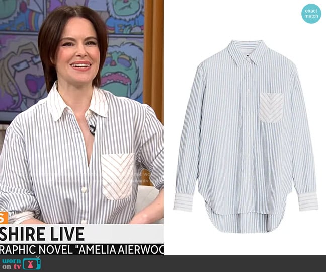 Rag and Bone Maxine Shirt worn by Emily Hampshire on CBS Mornings