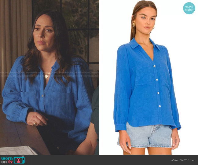 Rails Lauren Shirt in Palace Blue worn by Maddie Kendall (Jennifer Love Hewitt) on 9-1-1