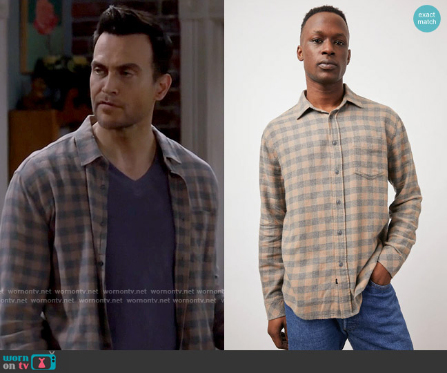 Rails Lennox Shirt in Charcoal Mire worn by Max (Cheyenne Jackson) on Call Me Kat