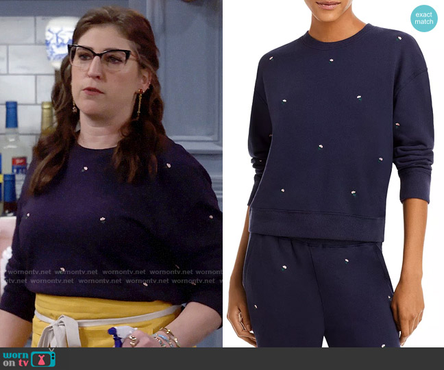 Rails Ramona Sweatshirt in Navy Buds worn by Kat Silver (Mayim Bialik) on Call Me Kat