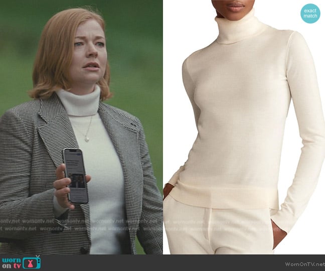 Ralph Lauren Iconic Style Cashmere Turtleneck Sweater worn by Shiv Roy (Sarah Snook) on Succession