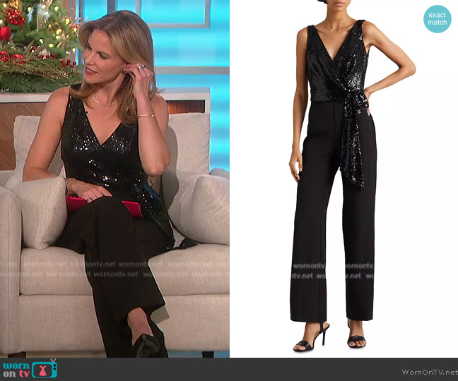 Ralph Lauren Sequin Bodice Sleeveless Wide Leg Jumpsuit worn by Natalie Morales on The Talk