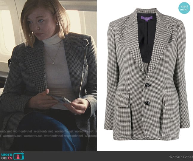 Ralph Lauren Preston elbow-patch detail blazer worn by Shiv Roy (Sarah Snook) on Succession