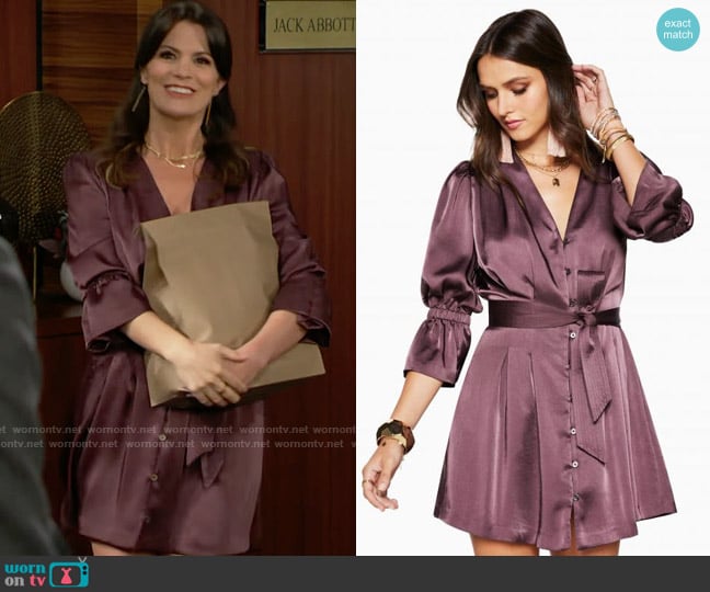 Ramy Brook Claudia Dress in Raisin worn by Chelsea Lawson (Melissa Claire Egan) on The Young and the Restless