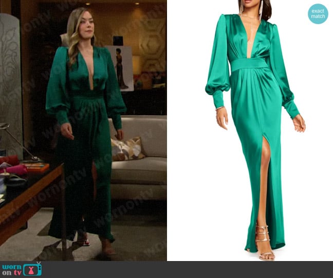 Ramy Brook Madelane Dress in Jewel Green worn by Hope Logan (Annika Noelle) on The Bold and the Beautiful