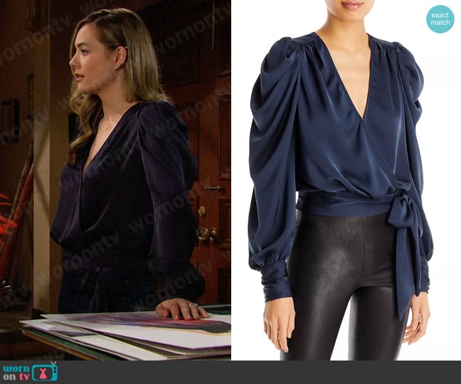 Ramy Brook Pauline Blouse worn by Hope Logan (Annika Noelle) on The Bold and the Beautiful