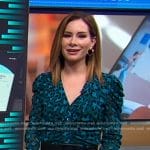 Rebecca’s blue leopard print v-neck top on Good Morning America