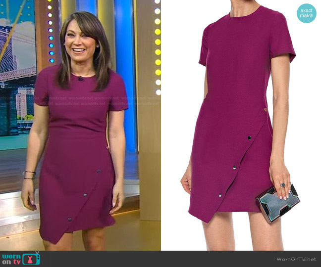 Rebecca Minkoff Barbara Button-Detailed Crepe Mini Dress worn by Ginger Zee on Good Morning America