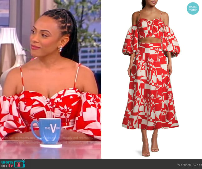 Rebecca Vallance Barcelona Off-The-Shoulder Crop Top worn by Nicolette Robinson on The View