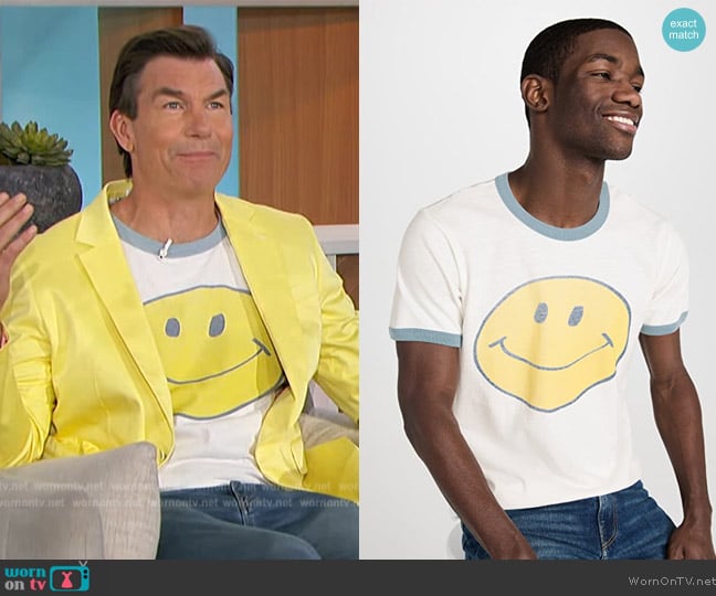 Re/Done Smiley Graphic Tee worn by Jerry O'Connell on The Talk