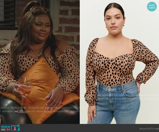 Reformation Reign Top worn by Nicky (Nicole Byer) on Grand Crew