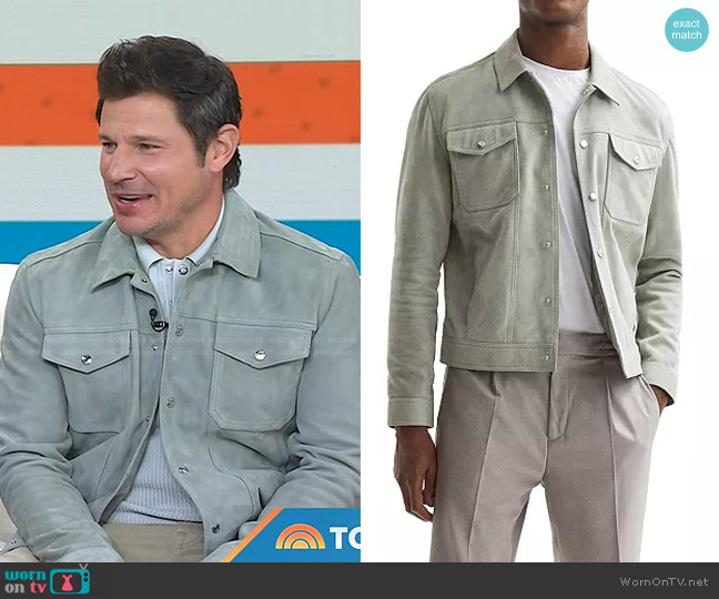 Reiss Noa Suede Button Down Shirt worn by Nick Lachey on Today