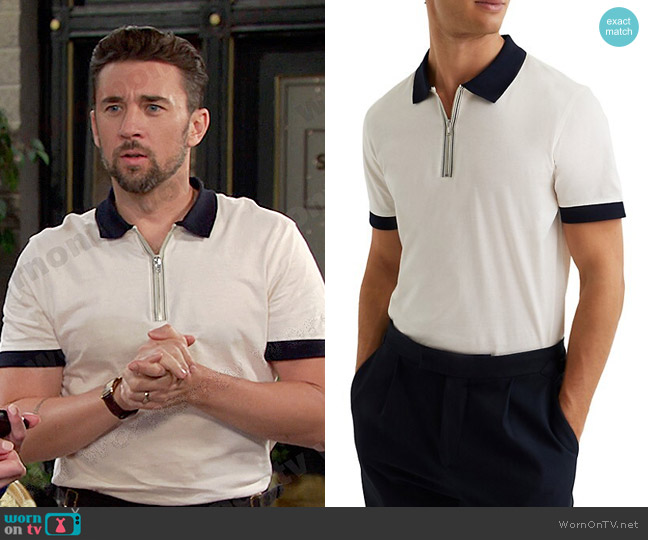 Reiss North Quarter-Zip Polo Shirt worn by Chad DiMera (Billy Flynn) on Days of our Lives