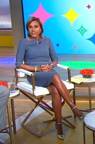 Robin’s blue split-neck dress on Good Morning America