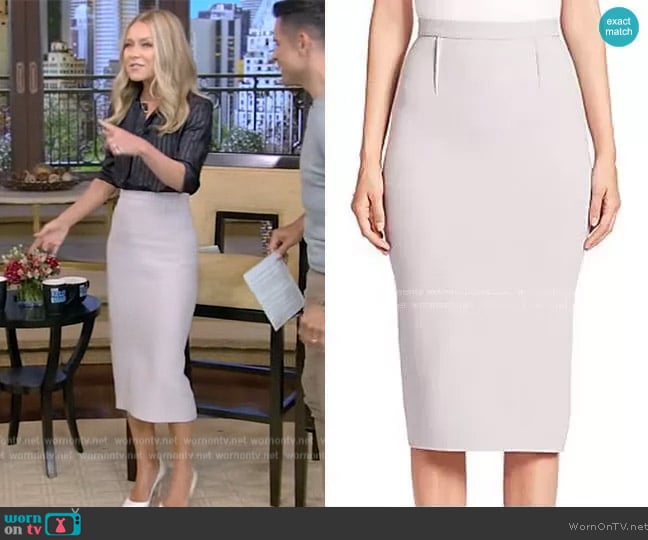 Roland Mouret Arreton Pencil Skirt worn by Kelly Ripa on Live with Kelly and Mark