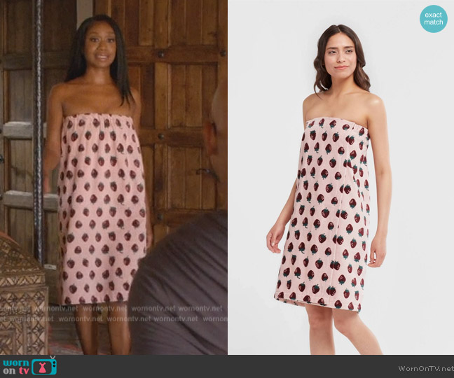 Room Essentials at Target Strawberry print Dress worn by Maya Lynne Robinson (Maya Lynne Robinson) on Grand Crew