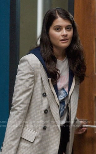 Sam's light grey plaid blazer on Single Drunk Female