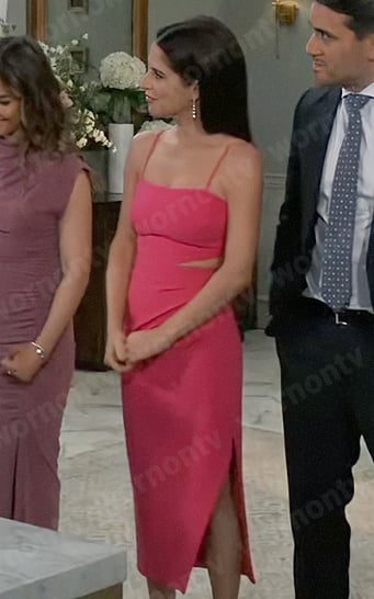 Sam's pink dress with waist cutout on General Hospital