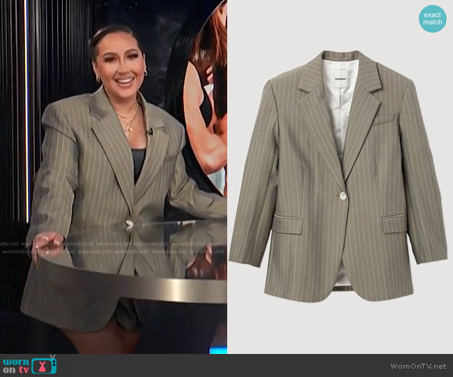 WornOnTV: Adrienne’s grey pinstripe blazer on E! News | Adrienne ...