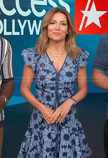 Kit’s blue floral guipure dress on Access Hollywood