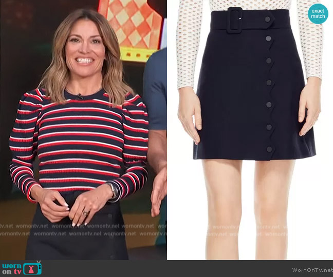 Sandro Laurene Belted Skirt worn by Kit Hoover on Access Hollywood