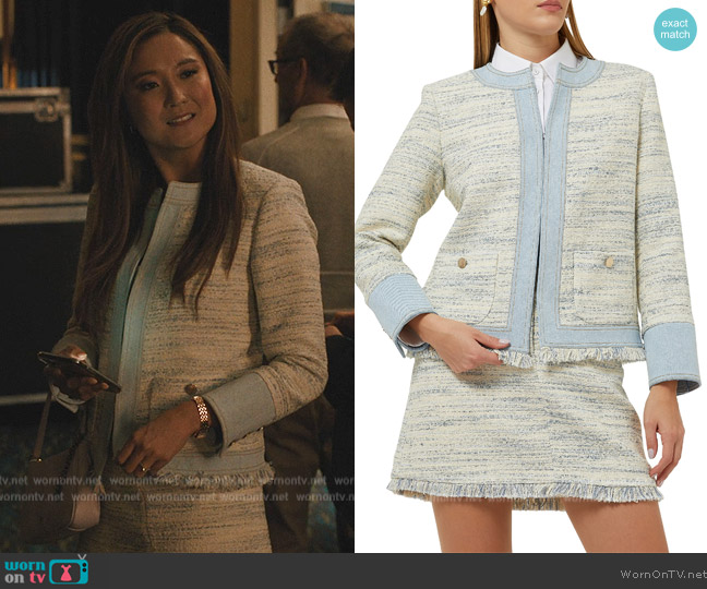 Sandro Tweed Denim-Trim Jacket worn by Naomi (Ashley Park) on Beef