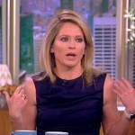 Sara’s navy satin ruched dress on The View